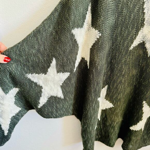 WISHLIST NORDSTROM Grey Gray White Stars Bold Chunky Knit Pullover Sweater M L - Picture 6 of 12